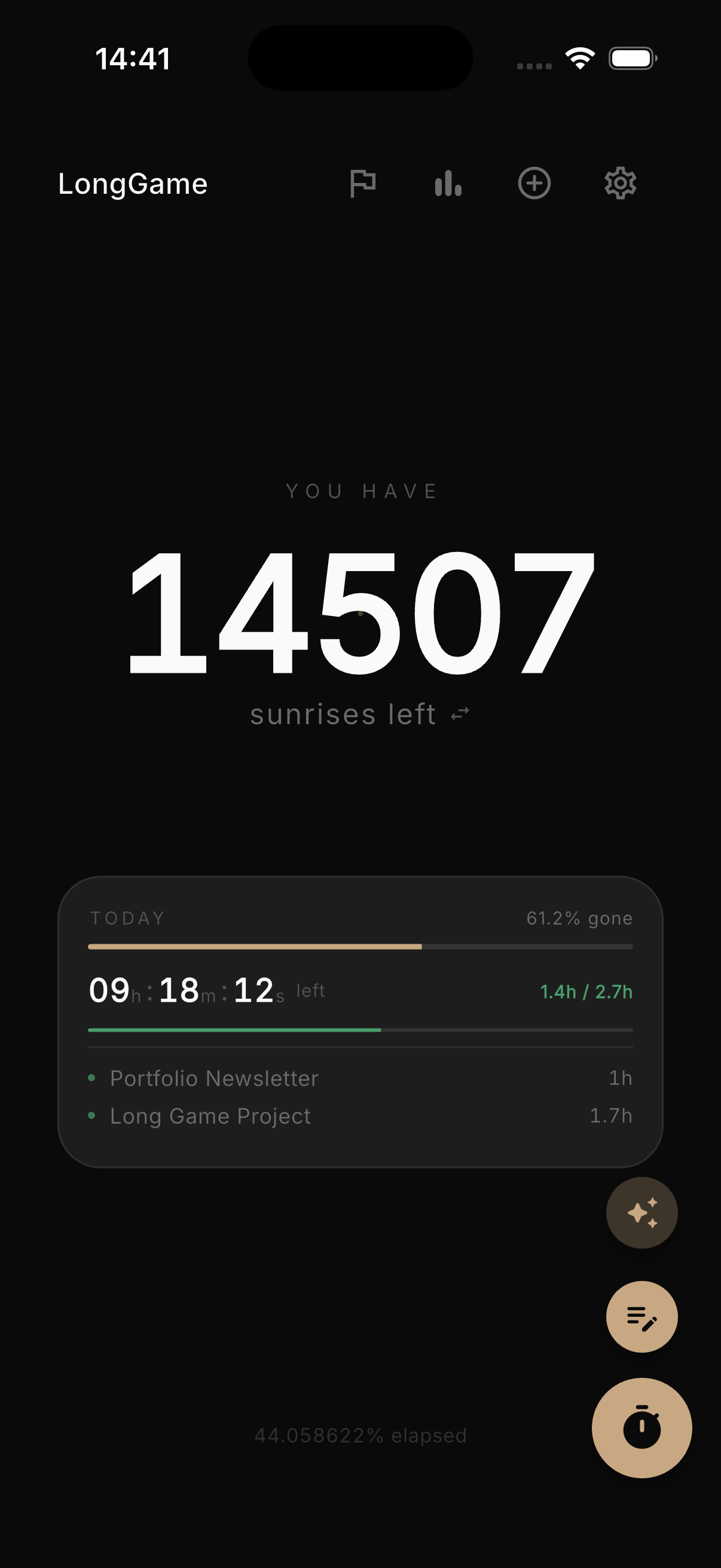 LongGame — Main Screen